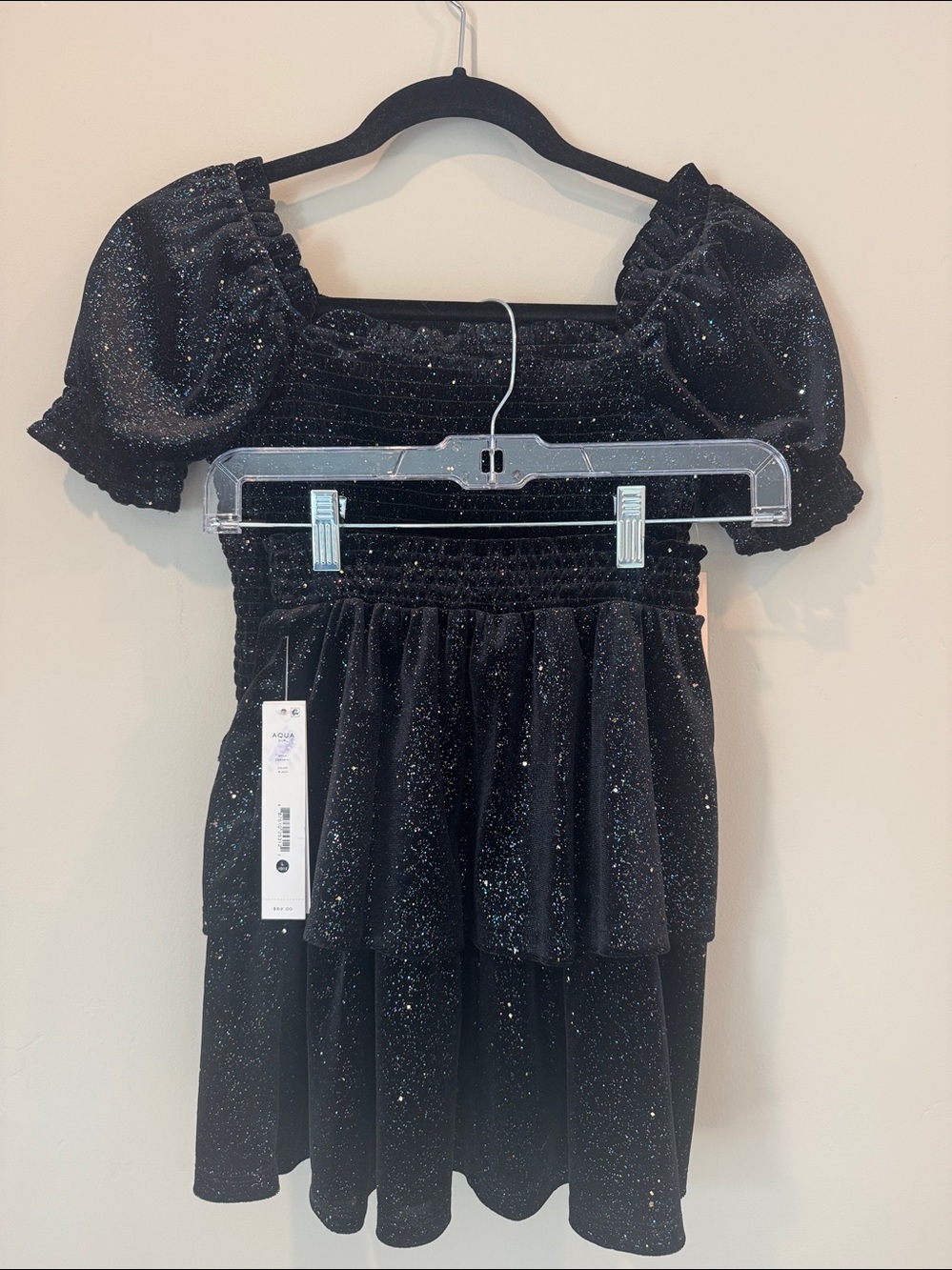 GIrl’s Aqua Black Sparkle Two-Piece Dress Set